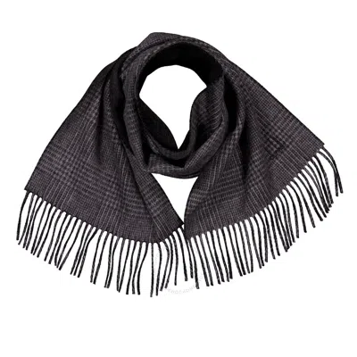 Dunhill Black Houndstooth Wool Scarf