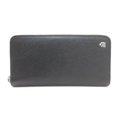 Pre-owned Dunhill Black Leather Long Wallet (bi-fold) ()