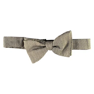 Pre-owned Dunhill Black White Woven Silk Bow Tie