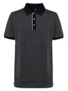 DUNHILL BLUE NAVY COTTON POLO WITH JACQUARD PRINT DUNHILL