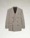 Dunhill Bourdon Tropical Wool And Cashmere Double Breasted Jacket In Grey
