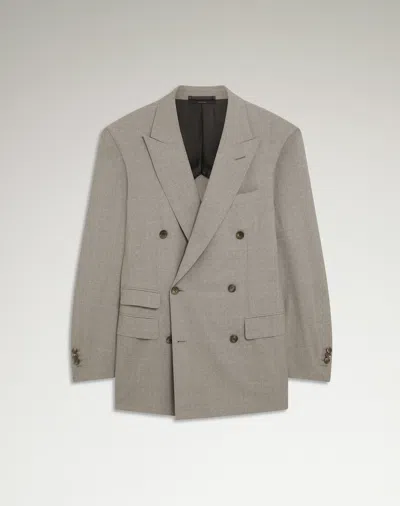 Dunhill Bourdon Tropical Wool And Cashmere Double Breasted Jacket In Grey
