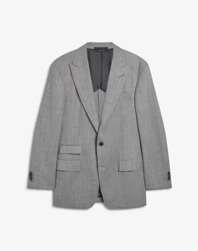 Dunhill Bourdon Wool Sharkskin Single Breasted Jacket In Black