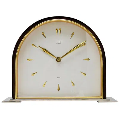 Pre-owned Dunhill Brass And Wood Domed Desk Clock, Circa 1940s In Multi