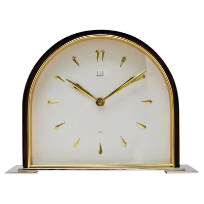 Pre-owned Dunhill Brass And Wood Domed Desk Clock, Circa 1940s In Sand
