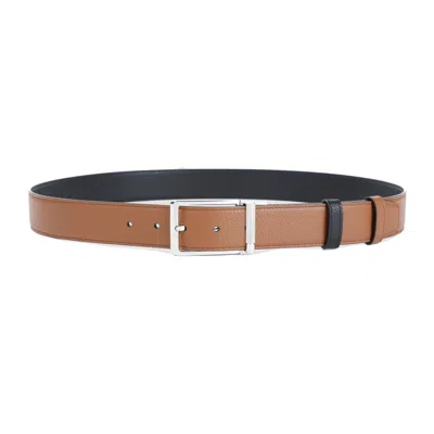 Dunhill Brown Tobacco Leather 3.5cm Belt In Black
