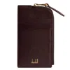 Dunhill Burgundy Duke Fine Zip Leather Card Case In Red