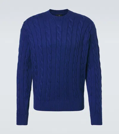 Dunhill Cable-knit Cotton Sweater In Blue