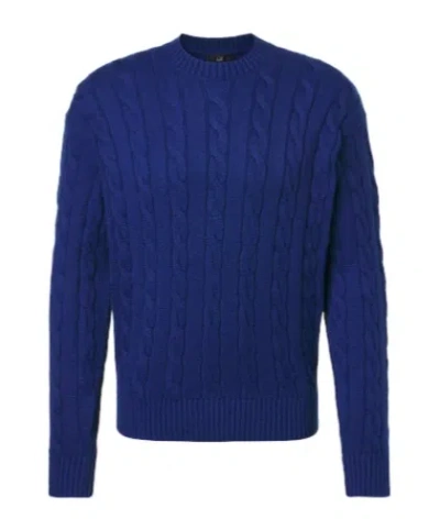 Dunhill Cable-knit Cotton Sweater In Blue