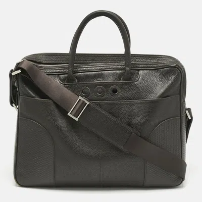 Pre-owned Dunhill Cacao Leather Double Gusset Briefcase In Brown