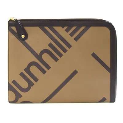 Pre-owned Dunhill Camel Dark Brown Pvc Leather Clutch Bag Document Case ()