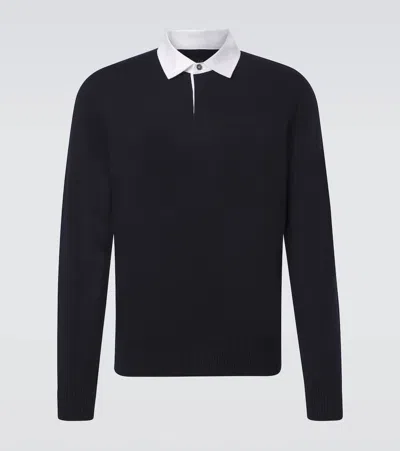 Dunhill Cashmere And Linen Sweater In Blue