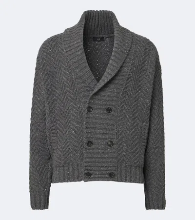 Dunhill Double-breasted Chevron-knit Cashmere Cardigan In Gray