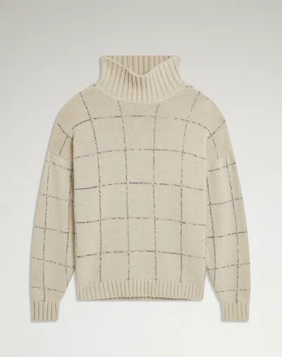Dunhill Cashmere Check Intarsia High Neck Jumper