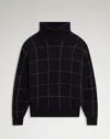 Dunhill Cashmere Check Intarsia High Neck Jumper In Blue