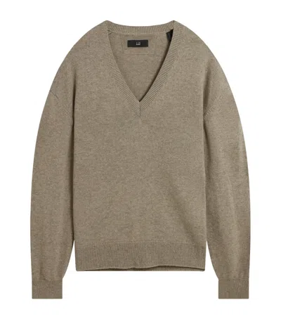 Dunhill Cashmere Heritage V-neck Sweater In Gray