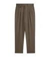 Dunhill Wool Glen Check Double Pleated Trousers In Green