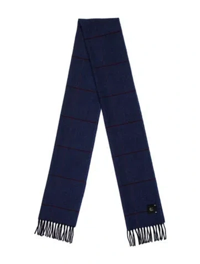 Pre-owned Dunhill Cashmere Plaid Print Scarf In Blue