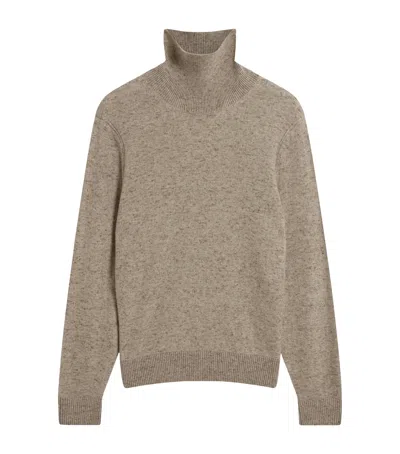 Dunhill Cashmere Rollneck Donegal Sweater In Gray