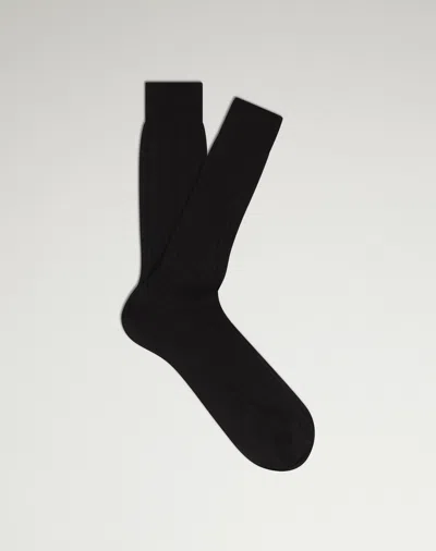 Dunhill Cashmere Silk Ribbed Socks In Black