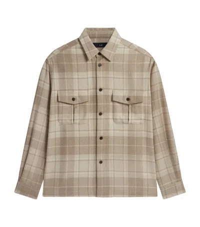 Dunhill Mens Natural Checked Flap-pocket Cashmere Overshirt In Multi