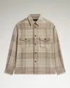 Dunhill Mens Natural Checked Flap-pocket Cashmere Overshirt In Sand