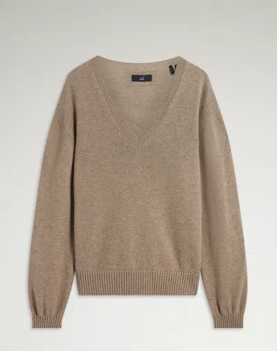 Dunhill Cashmere V Neck Jumper In Brown