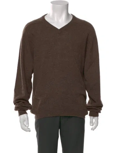 Pre-owned Dunhill Cashmere V-neck Pullover In Brown