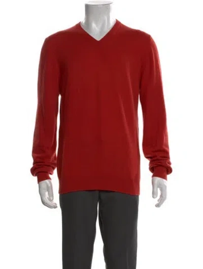 Pre-owned Dunhill Cashmere V-neck Pullover In Red