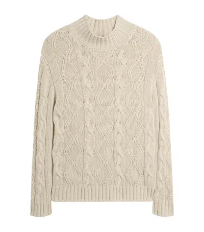 Dunhill Cashmere-blend Aran Cable-knit Sweater In Brown