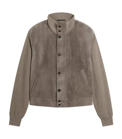 Dunhill Cashmere-leather Bomber Jacket In Brown