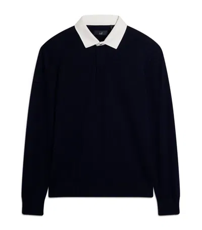 Dunhill Cashmere-linen Polo Sweater In Navy