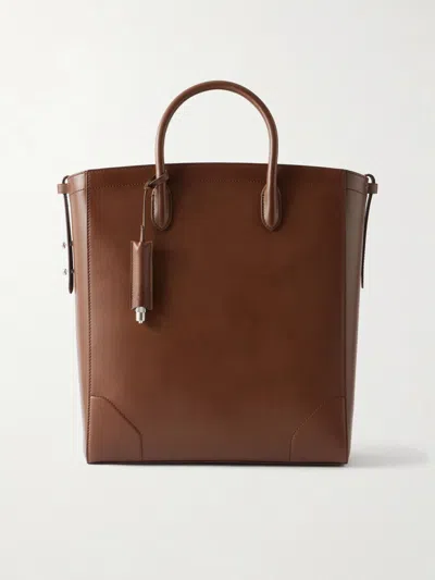 Dunhill Century Burnished-leather Tote Bag In Brown