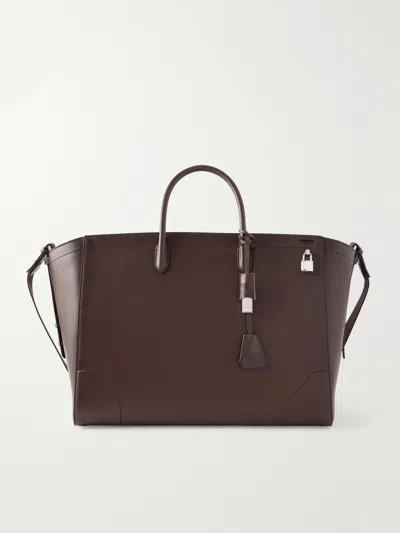 Dunhill Century 45 Patina-leather Weekend Bag In Brown