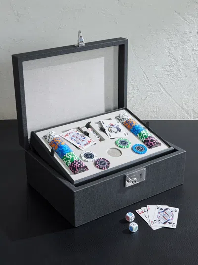 Dunhill Century Despatch Leather And Silver-tone Poker Set In Black