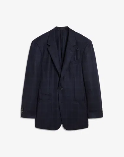 Dunhill Check Bourdon Wool Cashmere Sport Coat In Blue