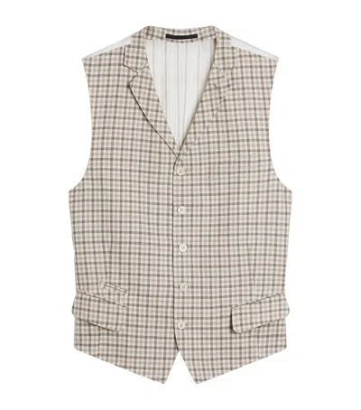 Dunhill Check Single-breasted Waistcoat In Brown
