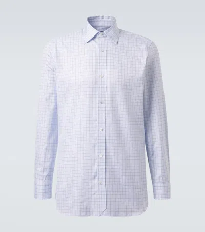 Dunhill Checked Cotton Shirt In White