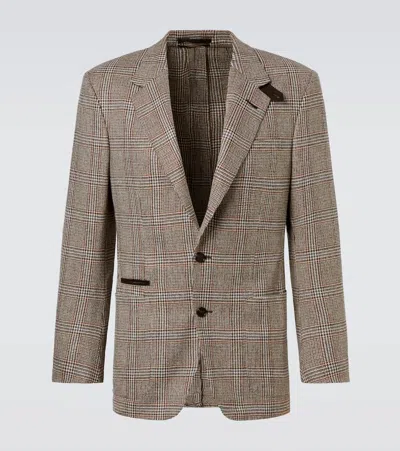 DUNHILL CHECKED WOOL AND CASHMERE BLAZER