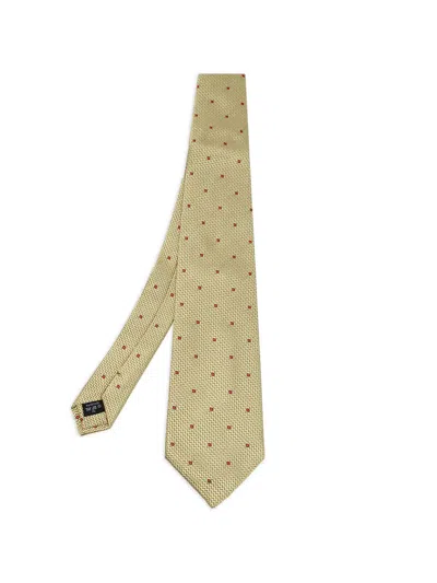 Pre-owned Dunhill Chevron Jacquard Tie In Gold