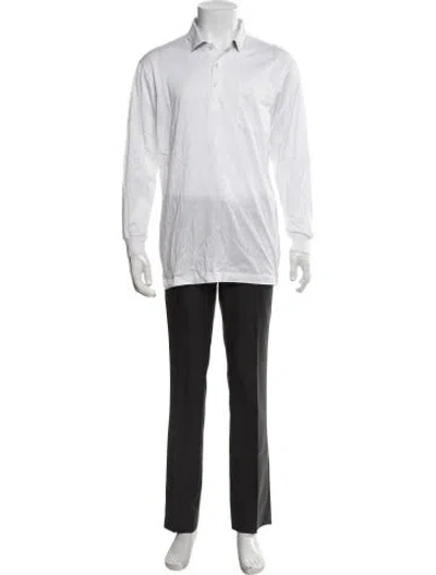 Pre-owned Dunhill Collar Long Sleeve Polo Shirt In White