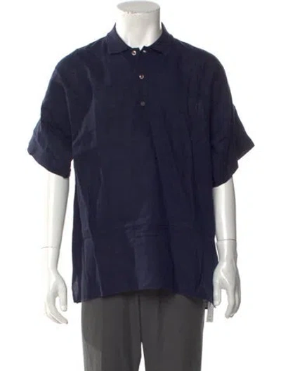 Pre-owned Dunhill Collar Short Sleeve Polo Shirt In Blue