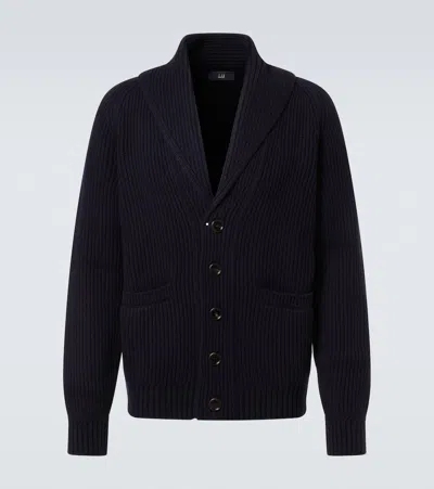 Dunhill Cotton And Cashmere Cardigan In Blue
