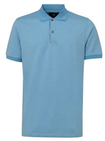 Dunhill Cotton And Silk Polo  In Blue