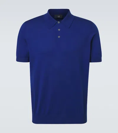 Dunhill Cotton And Silk Polo Shirt In Blue