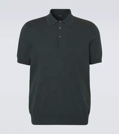 Dunhill Cotton And Silk Polo Sweater In Green