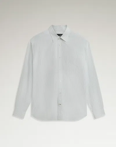 Dunhill Cotton Bengal Stripe Long Sleeve Point Collar Shirt In Green