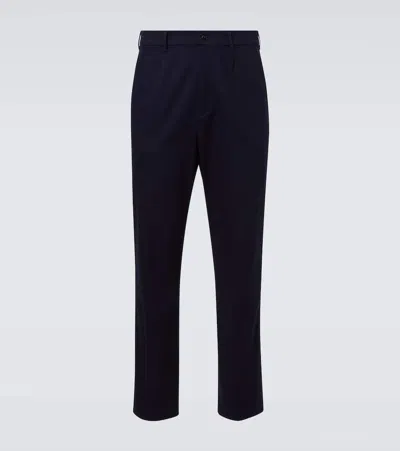 Dunhill Cotton-blend Tapered Pants In Blue