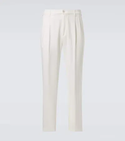 Dunhill Cotton-blend Twill Tapered Pants In Neutral