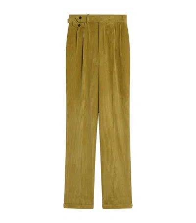 Dunhill Cotton-cashmere Corduroy Trousers In Yellow